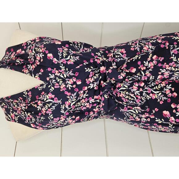 London Times size 8 Navy blue & pink floral a-line midi dress - Picture 2 of 5